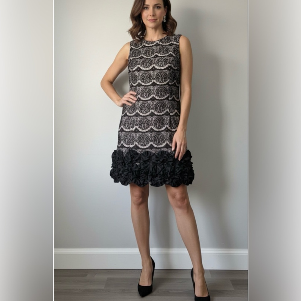 Donna Ricco Black and White Lace Mini Dress